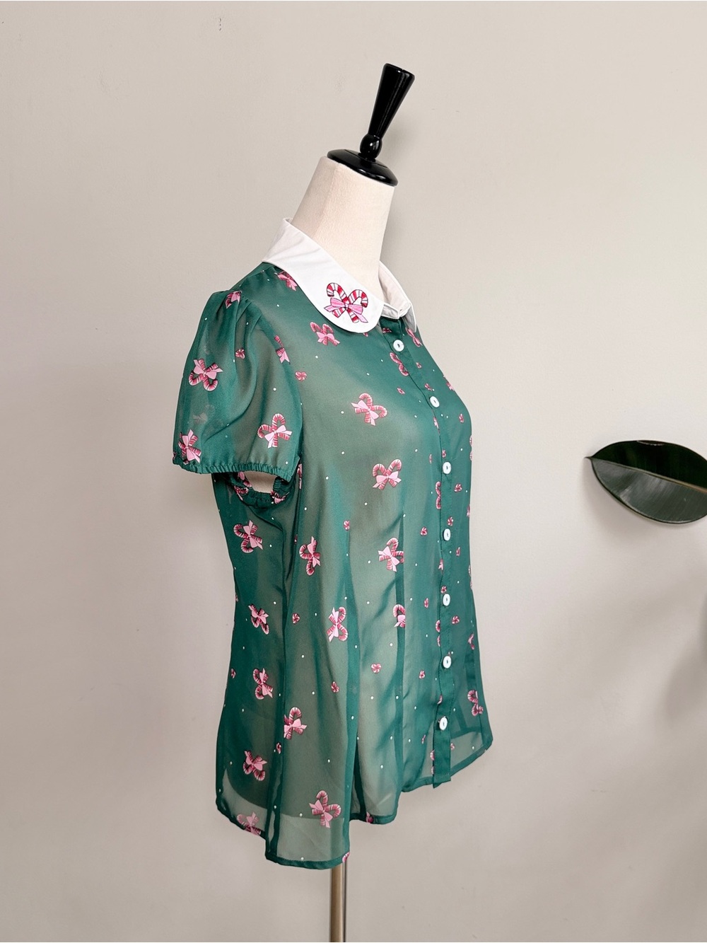 Hell Bunny Beth Candy Cane Christmas Blouse L - Picture 10 of 11